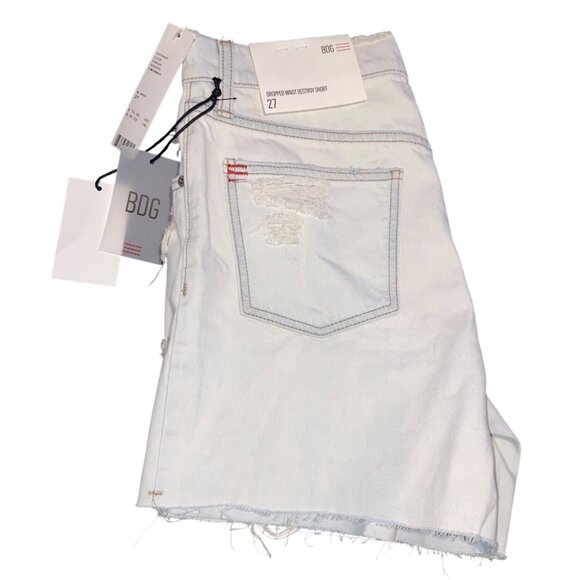 BDG Womens Distressed High-Rise Faded Blue Denim Shorts Sz 27" Waist - Picture 3 of 8